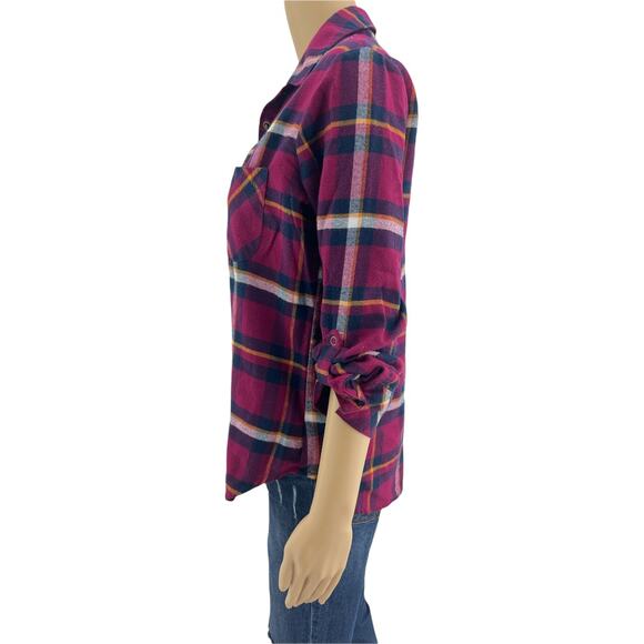Make + Model Size SMALL Pink Purple Plaid Night Night Snap Button Up Shirt - Picture 3 of 6